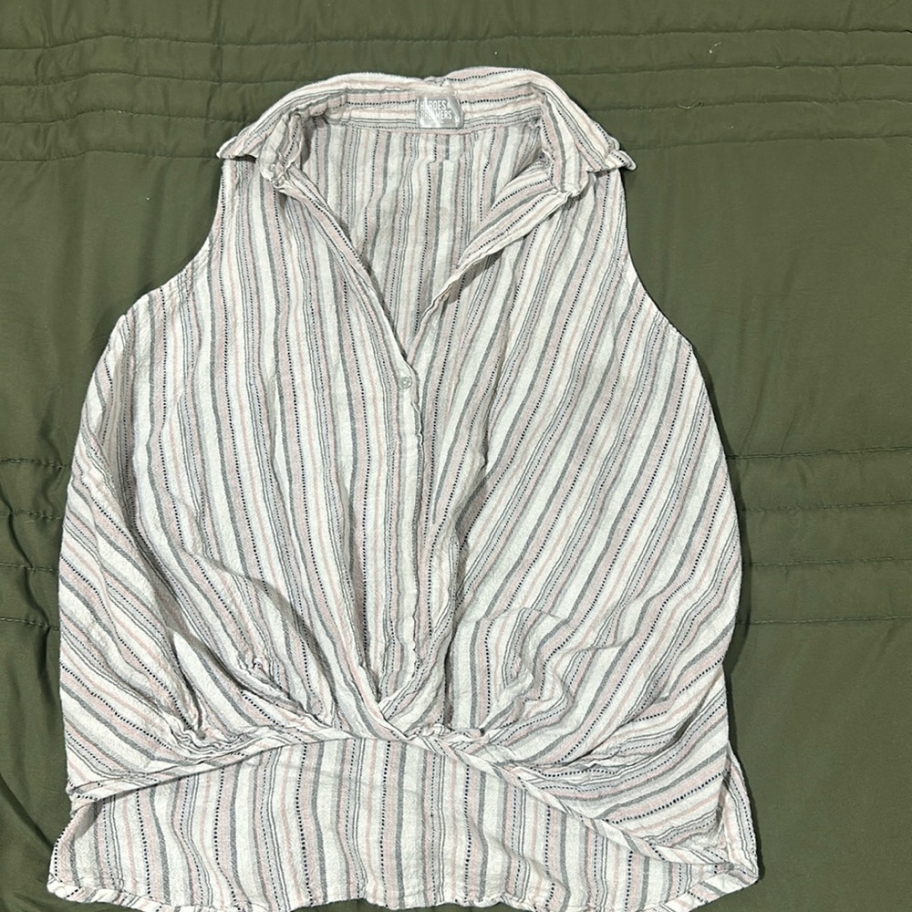 Striped high low blouse